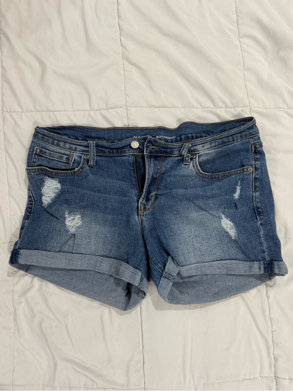 Old Navy Boyfriend Denim Shorts - Medium Blue Distressed